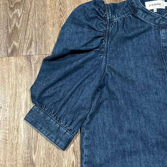 Frame denim ruched puff sleeve top Gillian S - Picture 4 of 9
